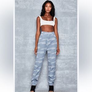 Mistress Rocks Undefeated Washed Denim Logo Jeans Size Small